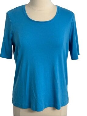 Chico's Women's Classic Fit Pima Cotton Tee, Short Sleeve, Crewneck,  Blue, Sz 3